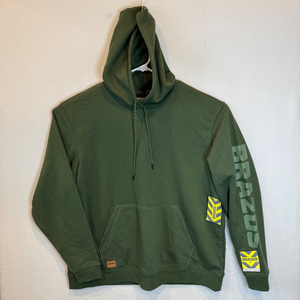 Brazos Mens‎ Blacksmith Heavy Fleece Hoodie Black Forest Green 2XL NWT 179812